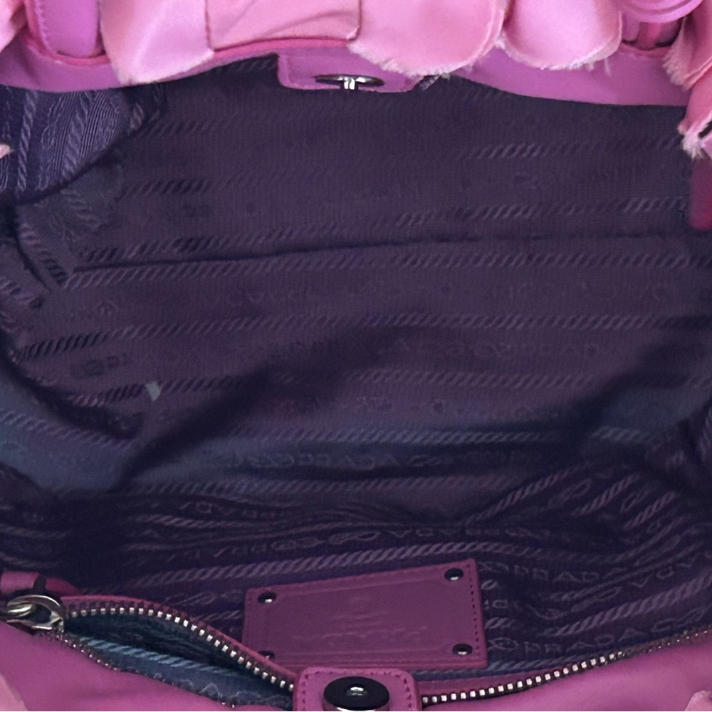 Prada Tessuto origami ruffled nylon tote hand bag pink Italy - Picture 5 of 16